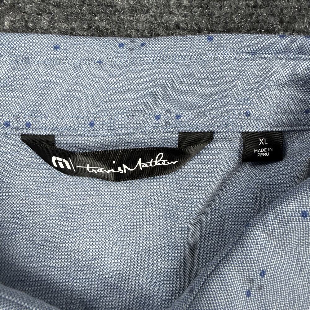 TravisMathew Men’s XL Light Blue Micro Print Golf Polo Golf Legend Embroidered - Picture 5 of 9